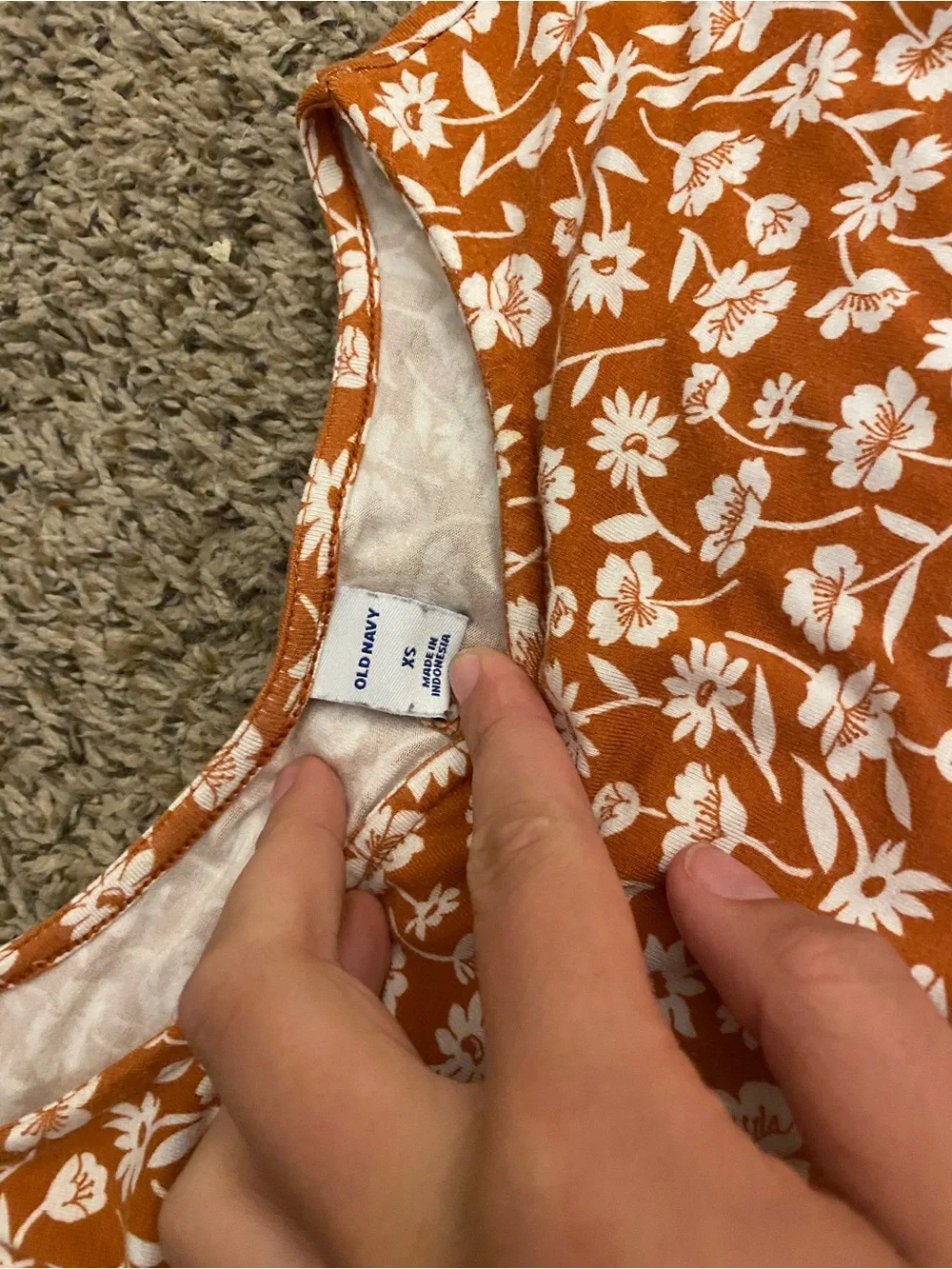 Old Navy Rust Orange Floral A-Line Dress